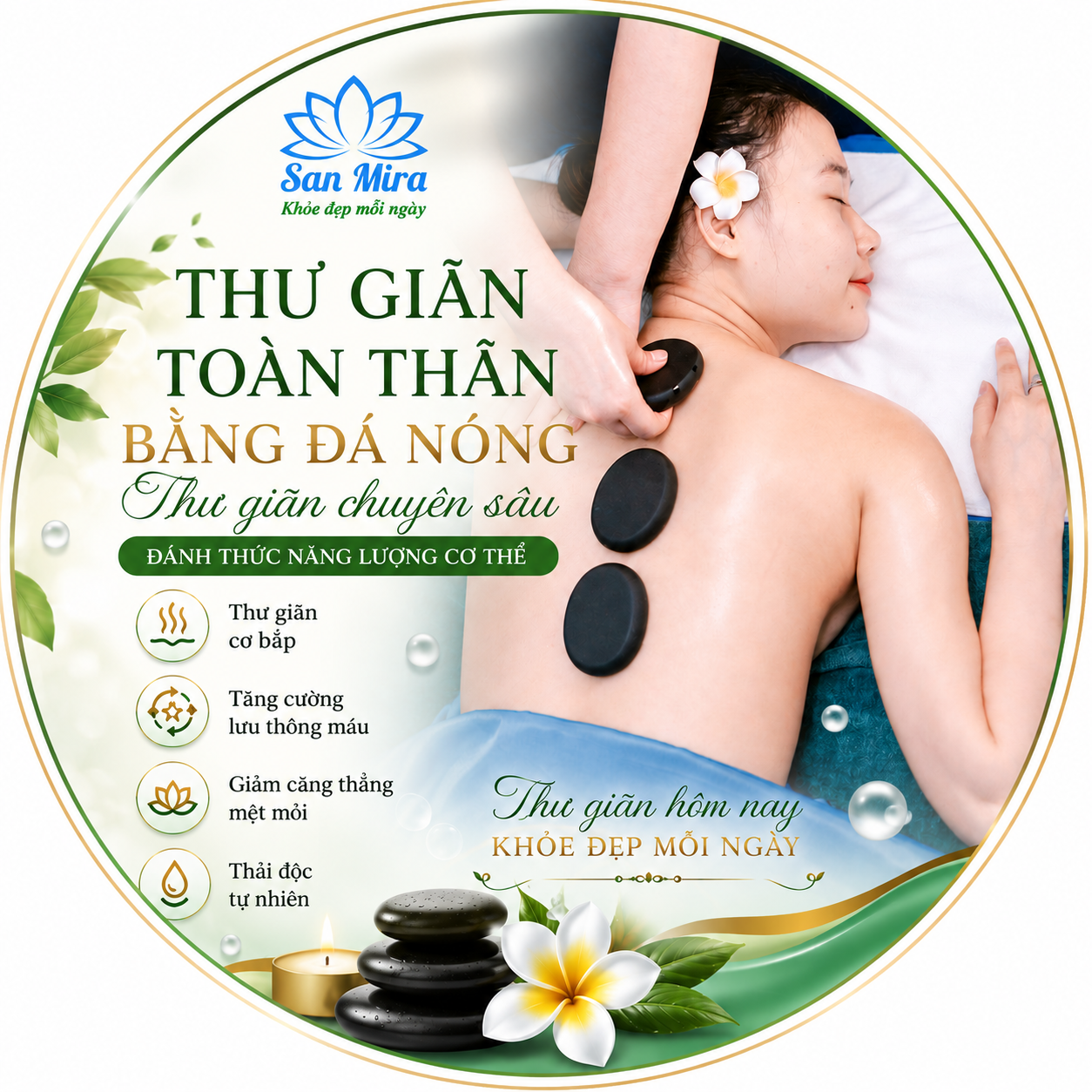 Thư giãn toàn thân đá nóng